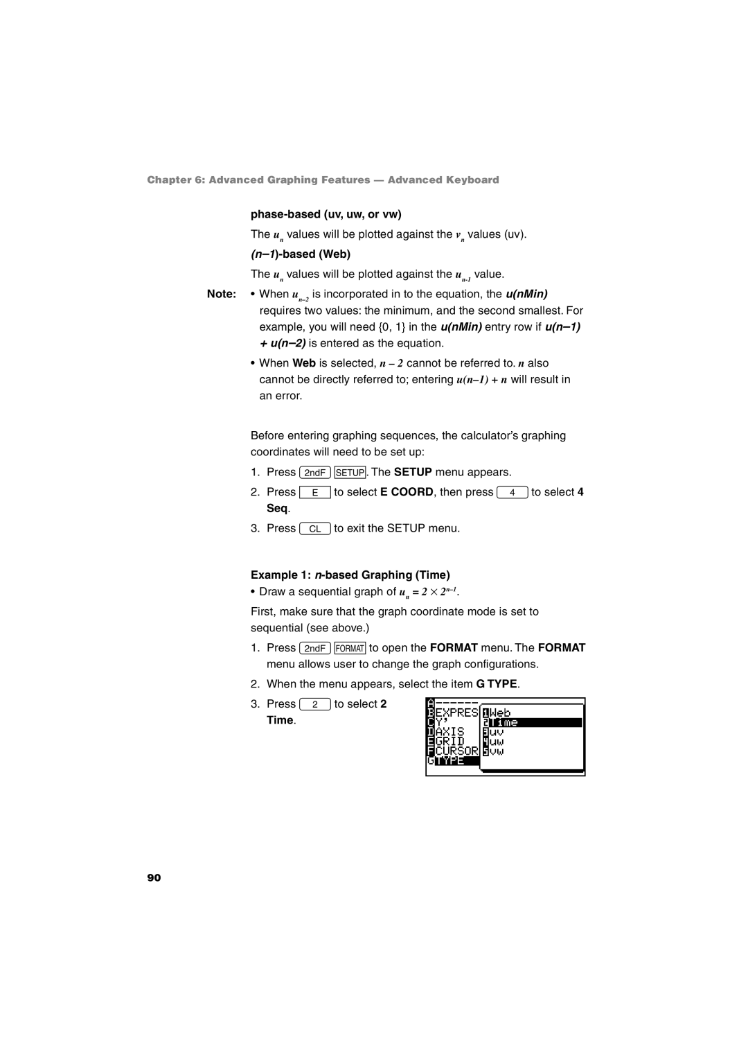 Sharp EL-9900 operation manual Phase-based uv, uw, or vw, Based Web, Example 1 n-based Graphing Time 