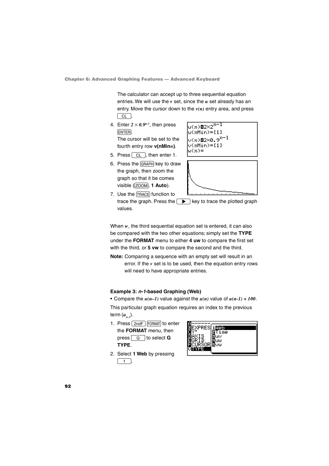 Sharp EL-9900 operation manual Example 3 n-1-based Graphing Web 