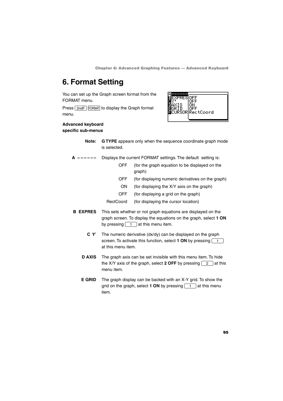 Sharp EL-9900 operation manual Format Setting, Advanced keyboard specific sub-menus 