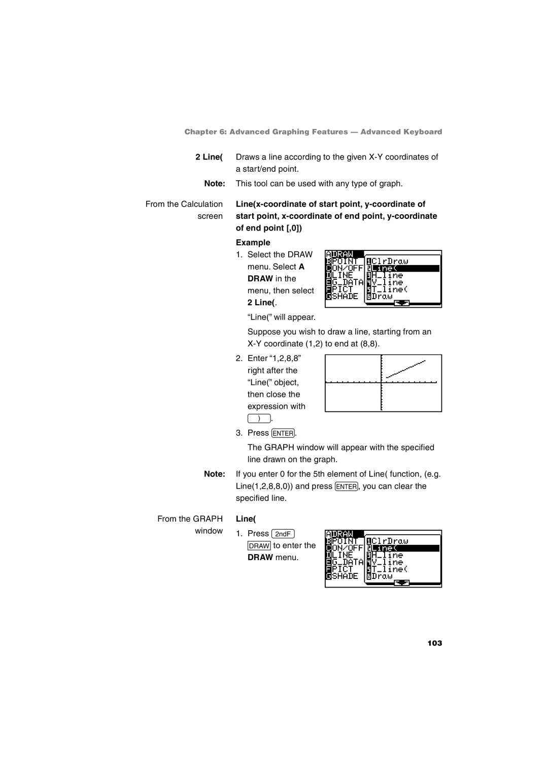 Sharp EL-9900 operation manual Line, Draw menu 