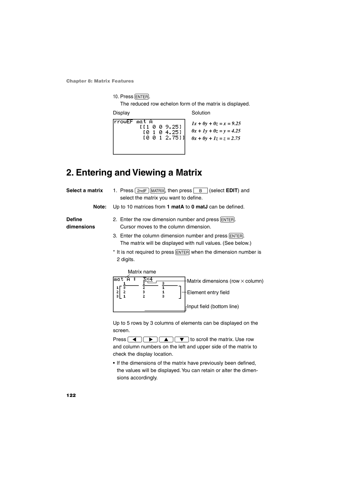 Sharp EL-9900 operation manual Entering and Viewing a Matrix 