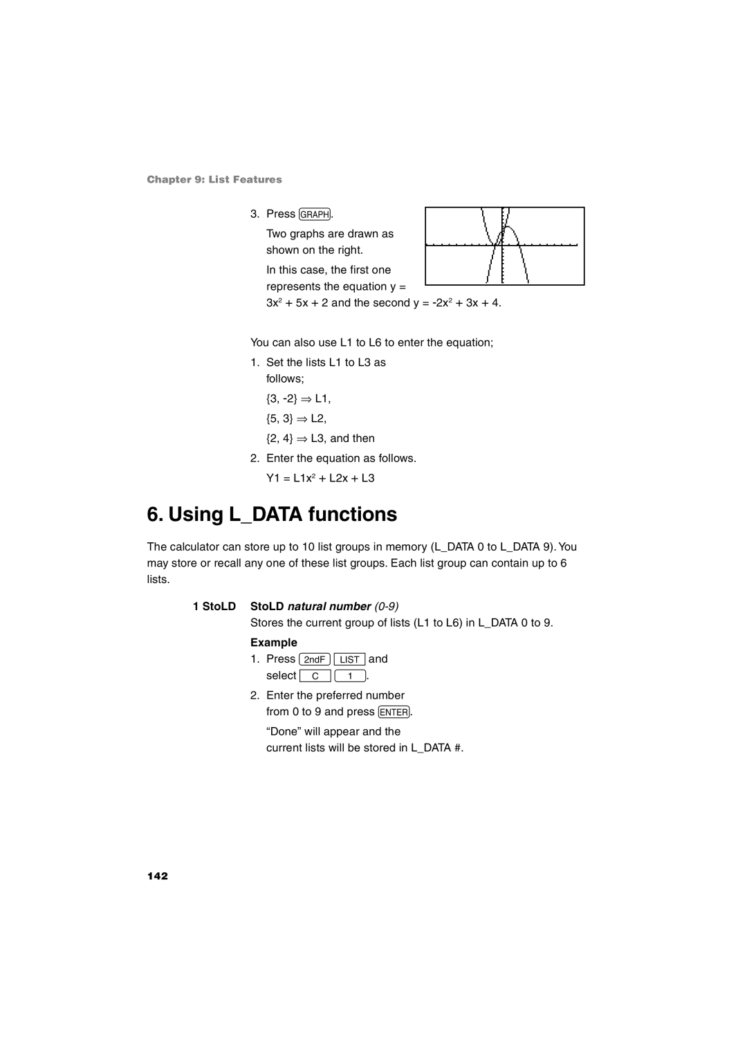 Sharp EL-9900 operation manual Using Ldata functions, StoLD StoLD natural number 