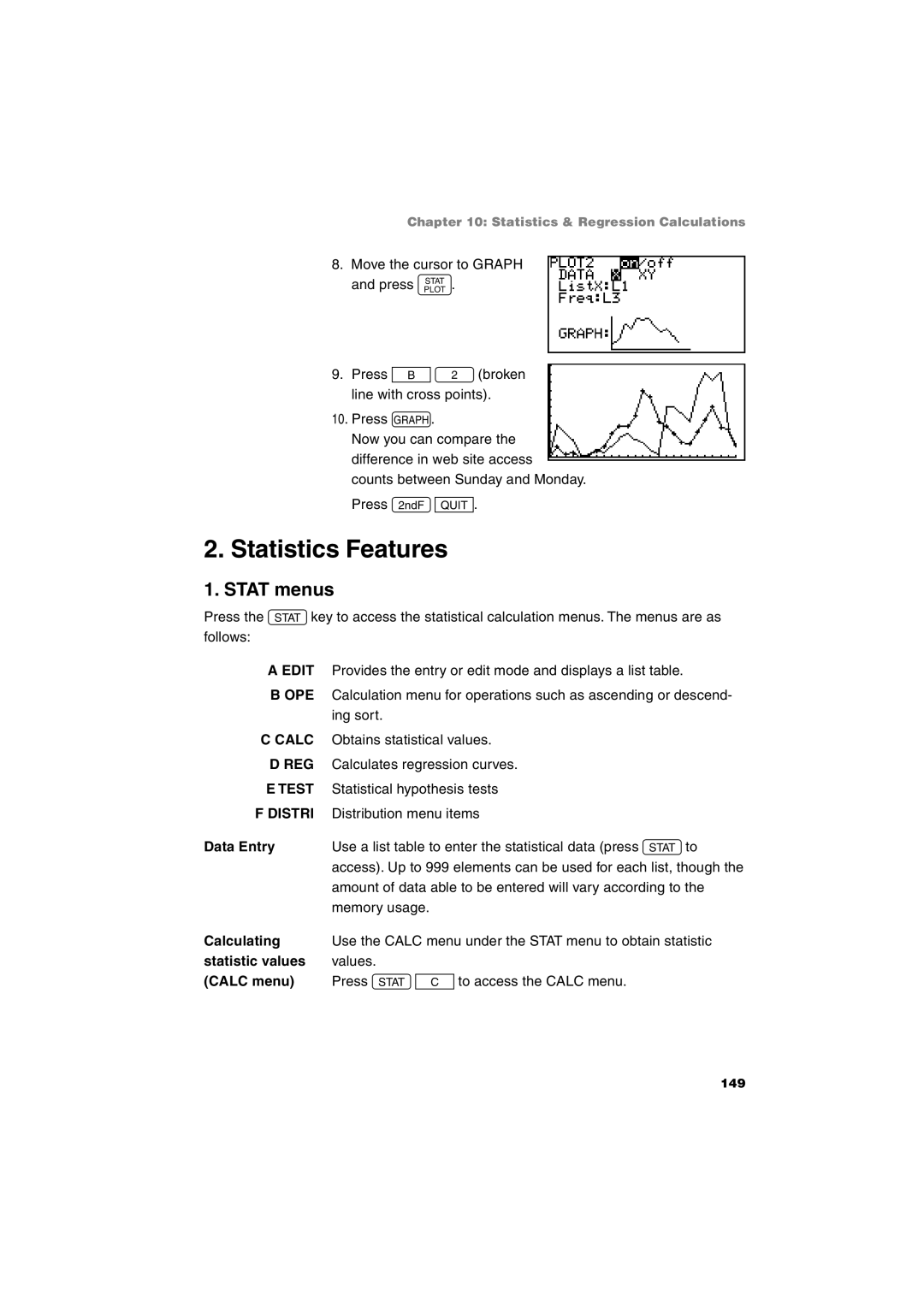 Sharp EL-9900 operation manual Statistics Features, Stat menus 