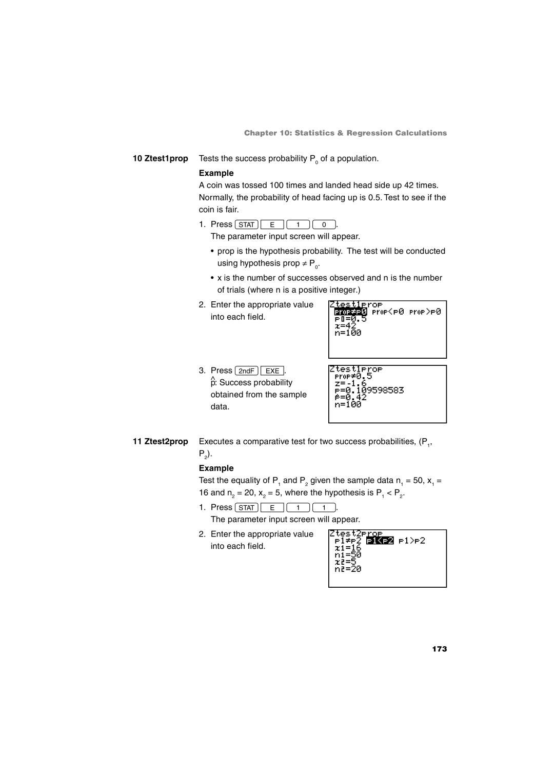 Sharp EL-9900 operation manual Ztest1prop Tests the success probability P0 of a population 