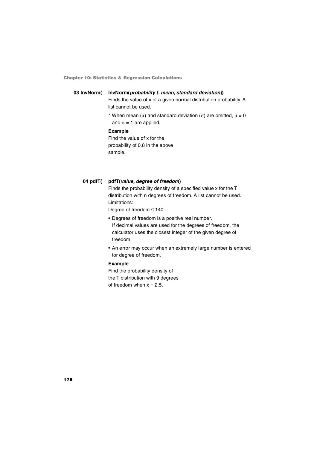 Sharp EL-9900 operation manual InvNorm InvNormprobability , mean, standard deviation 