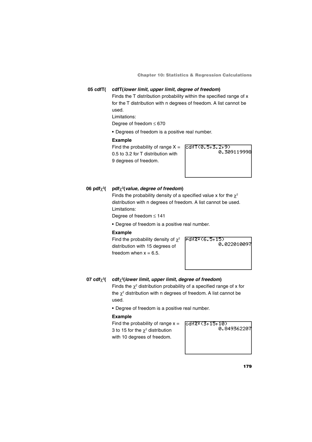 Sharp EL-9900 operation manual CdfT cdfTlower limit, upper limit, degree of freedom 