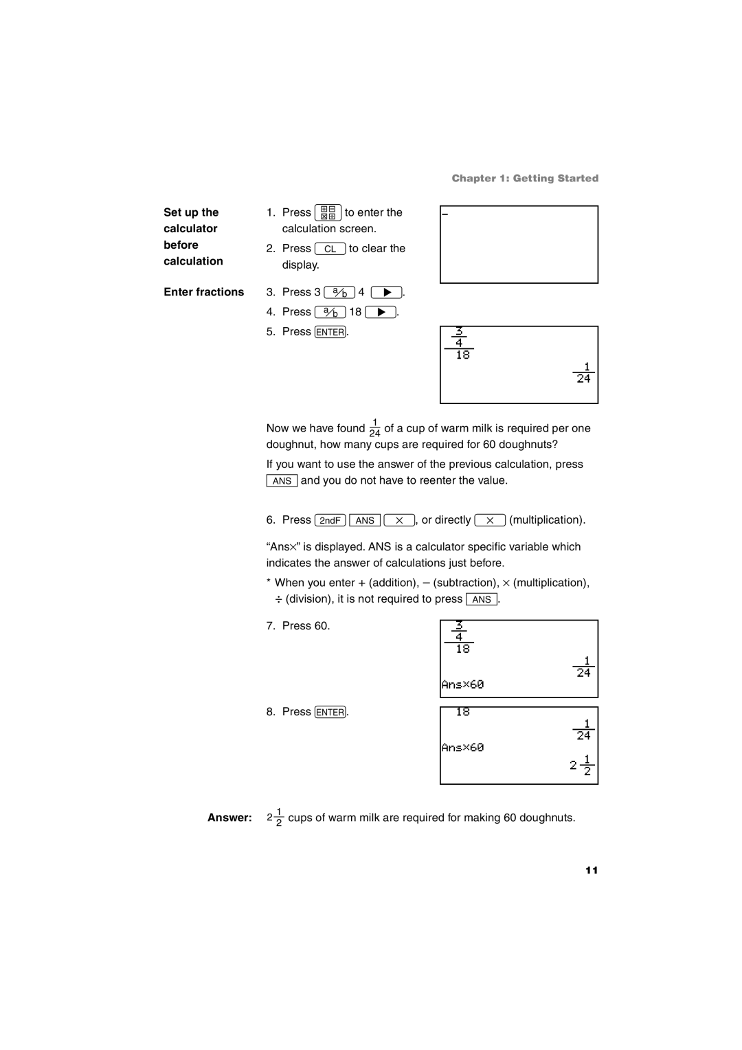 Sharp EL-9900 operation manual Set up the calculator before calculation Enter fractions 