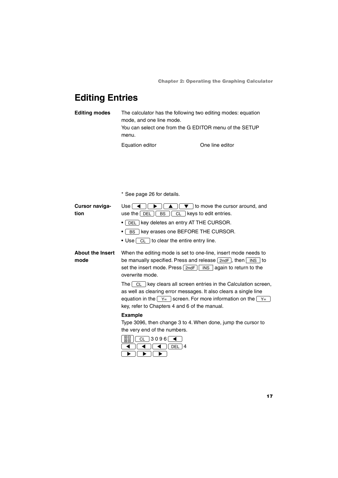 Sharp EL-9900 operation manual Editing Entries, Cursor naviga, Tion, About the Insert, Mode 