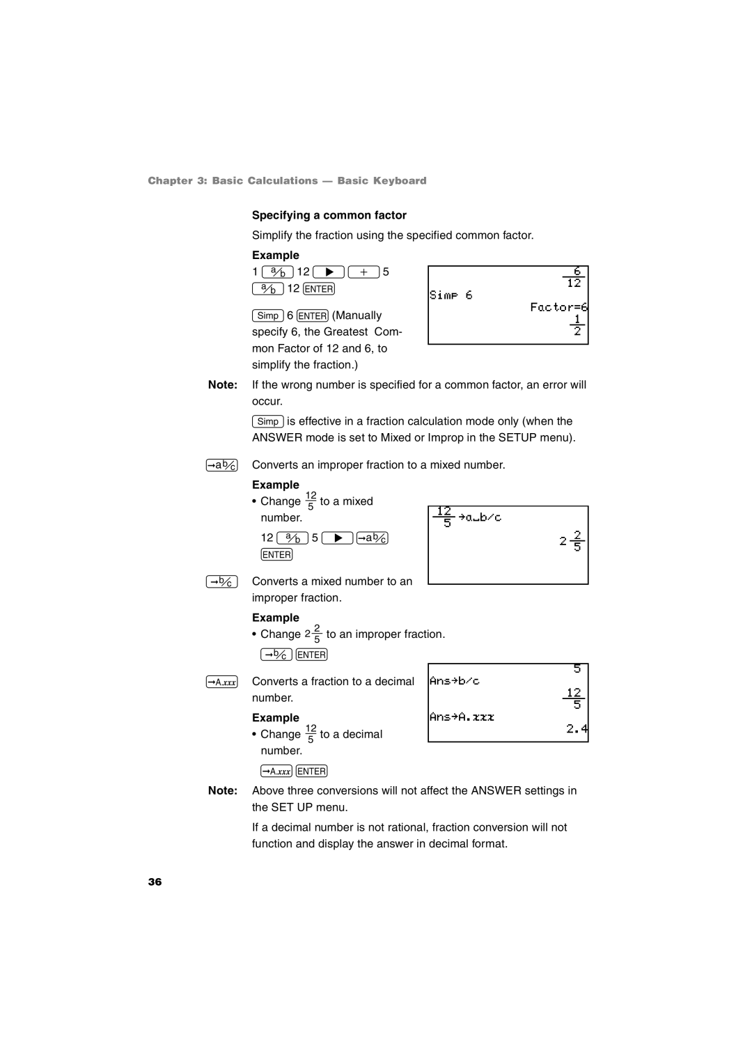 Sharp EL-9900 operation manual Specifying a common factor 