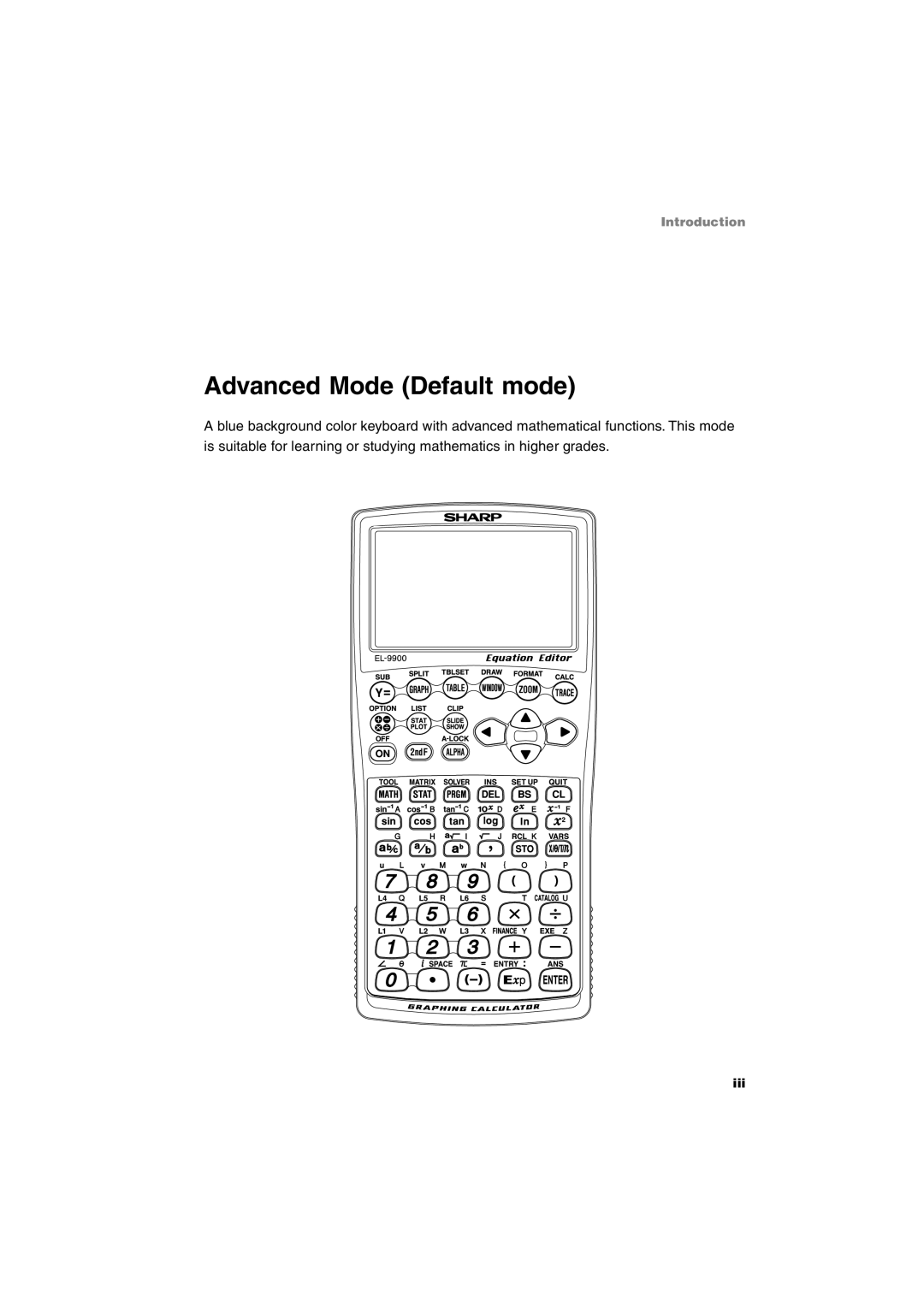 Sharp EL-9900 operation manual Advanced Mode Default mode 