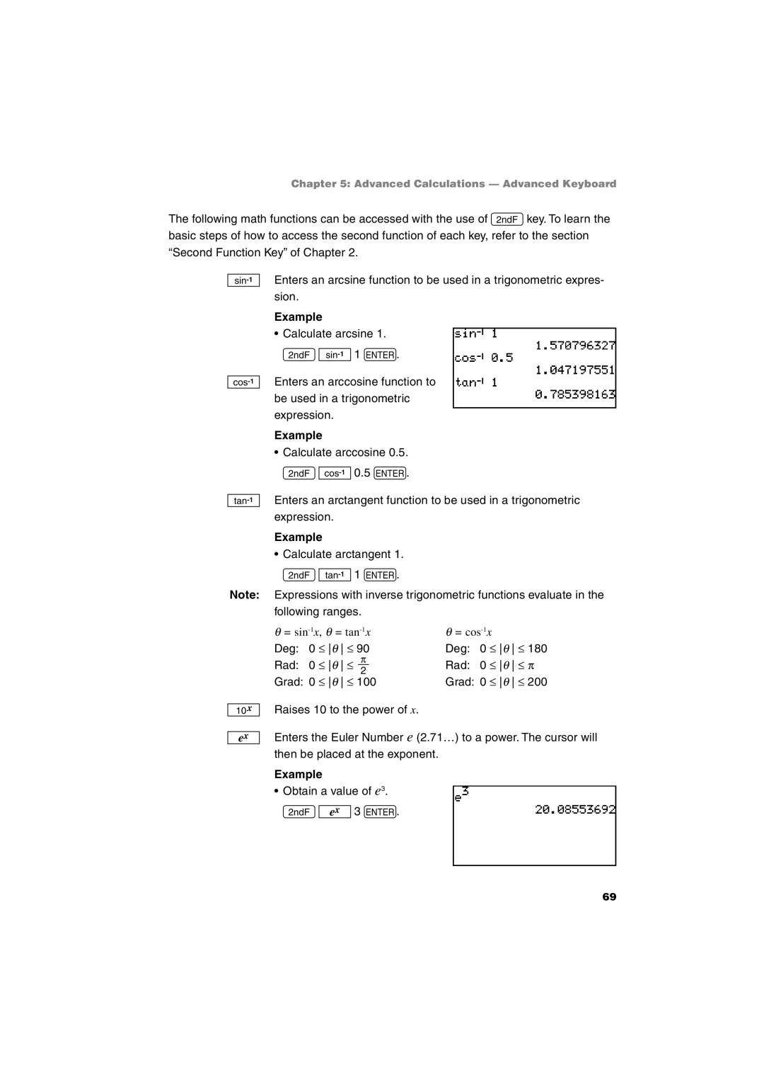 Sharp EL-9900 operation manual Calculate arctangent @t1 E 