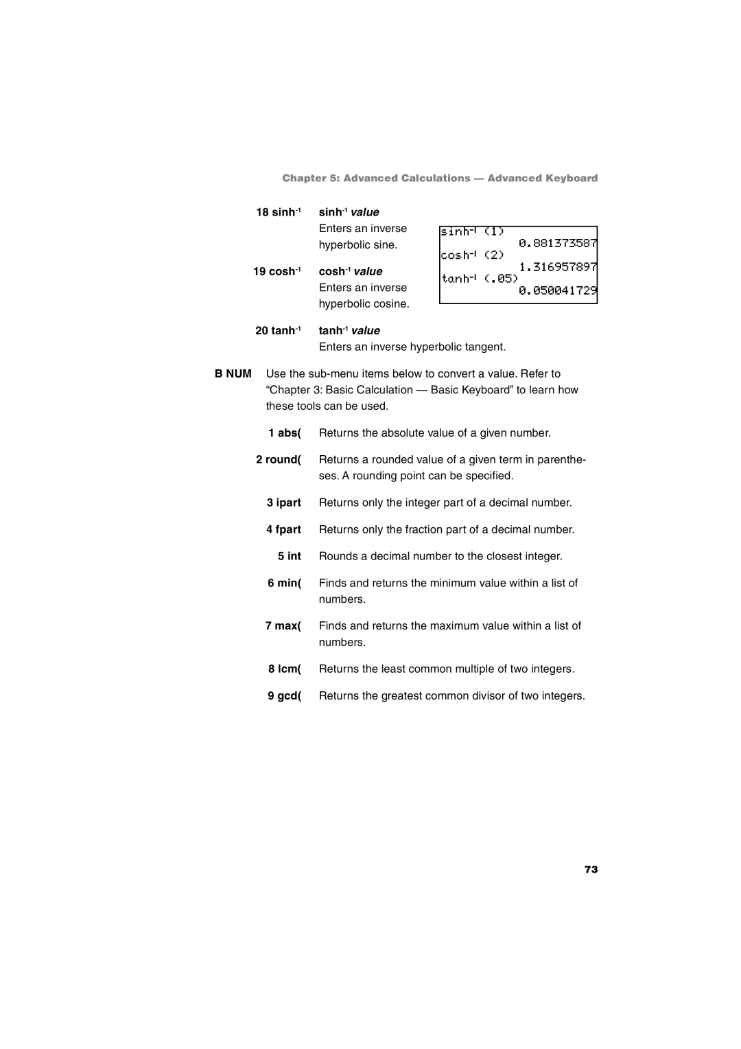 Sharp EL-9900 operation manual Sinh-1sinh-1value, Cosh-1cosh-1value, Tanh-1tanh-1value 