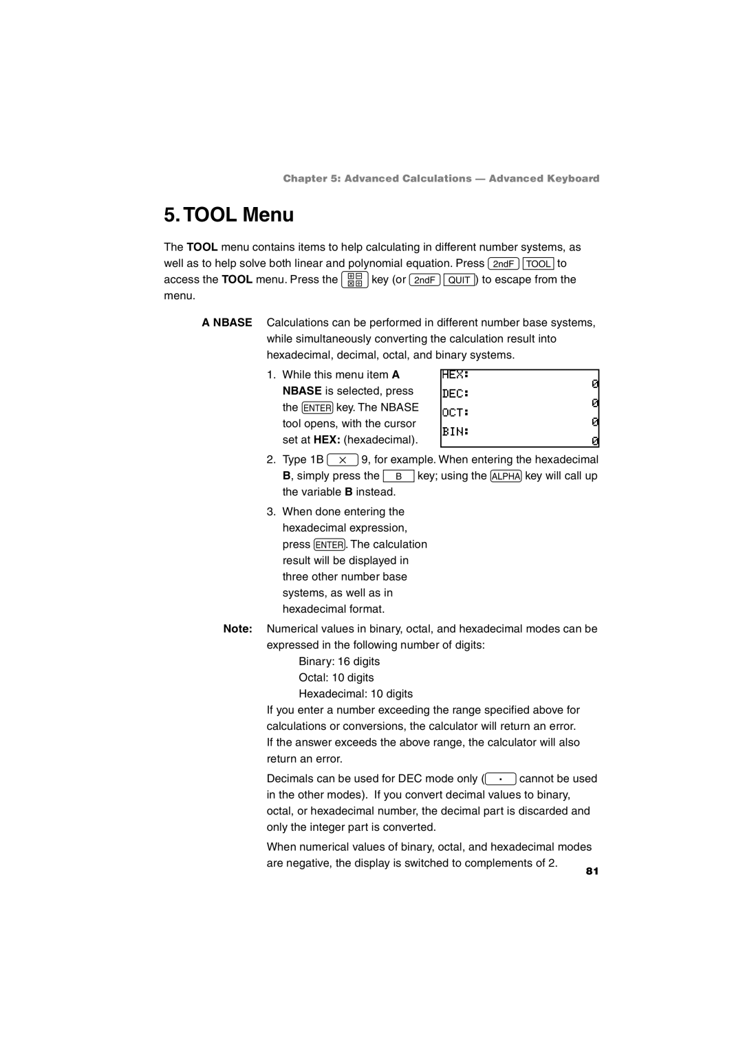 Sharp EL-9900 operation manual Tool Menu 