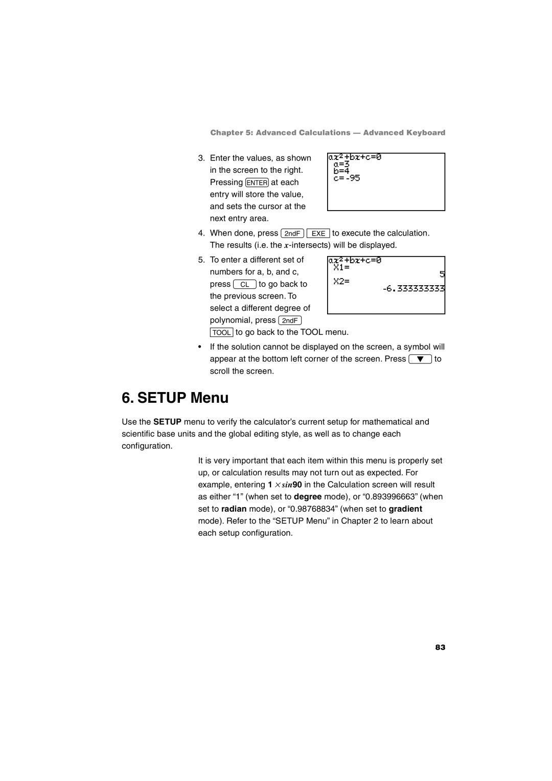 Sharp EL-9900 operation manual Setup Menu 