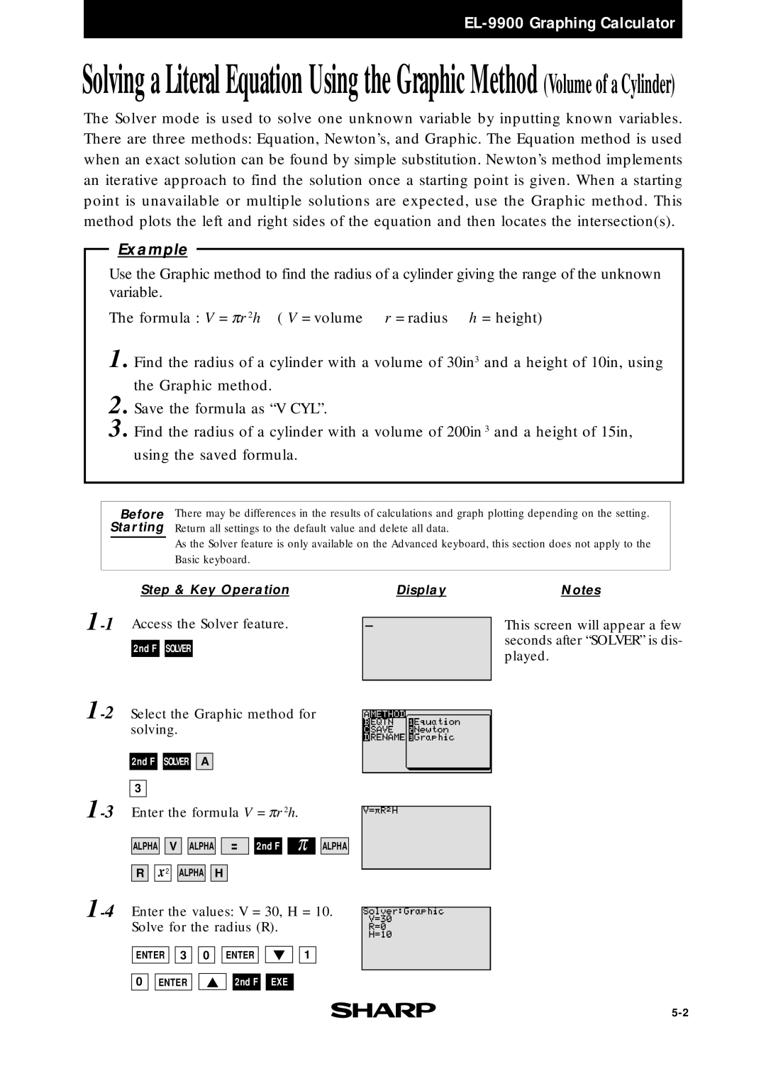 Sharp EL9900 manual Access the Solver feature 