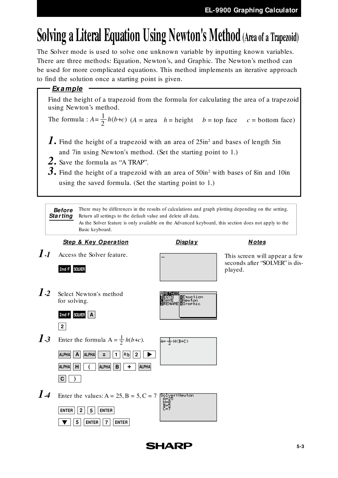 Sharp EL9900 manual 1Access the Solver feature 