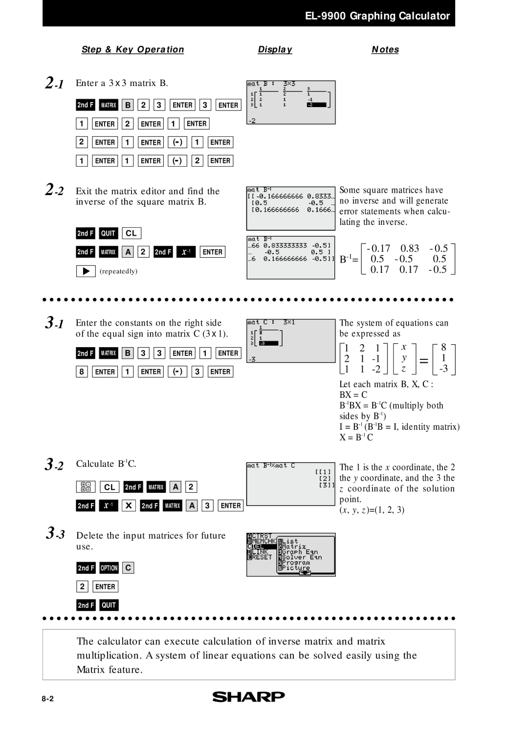 Sharp EL9900 manual 2Calculate B-1C 