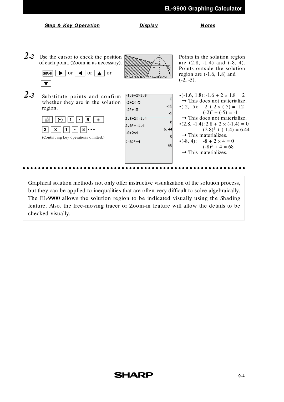 Sharp EL9900 manual Continuing key operations omitted 