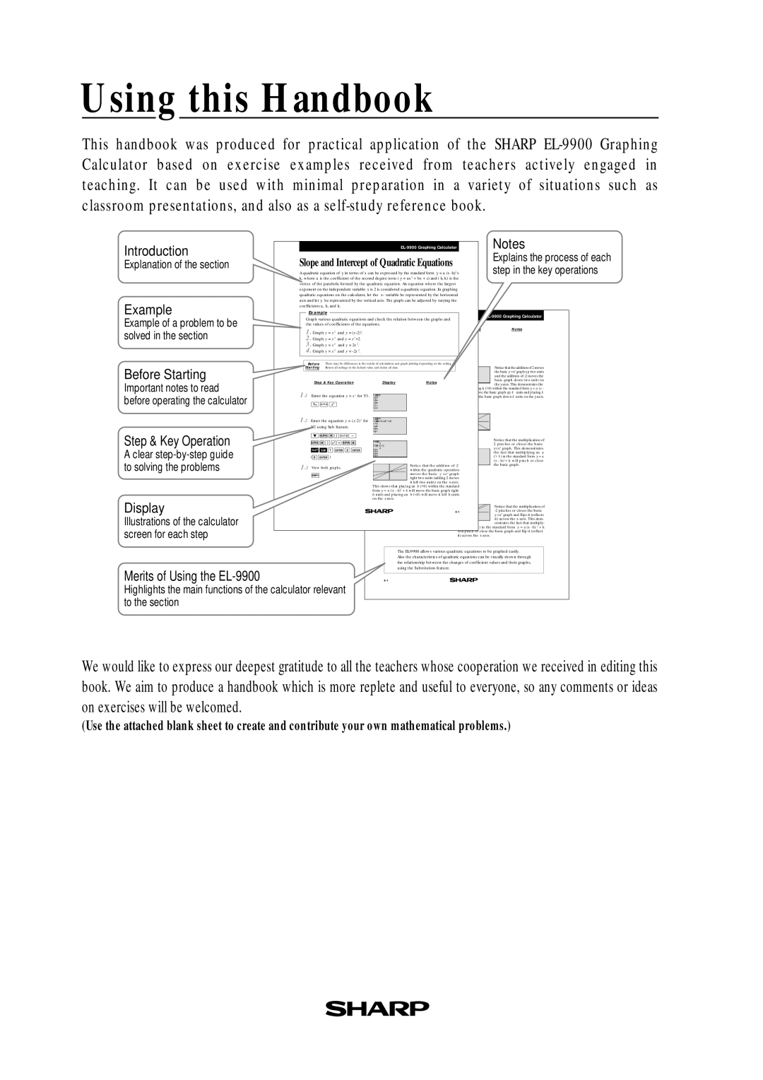 Sharp EL9900 manual Using this Handbook, Introduction 