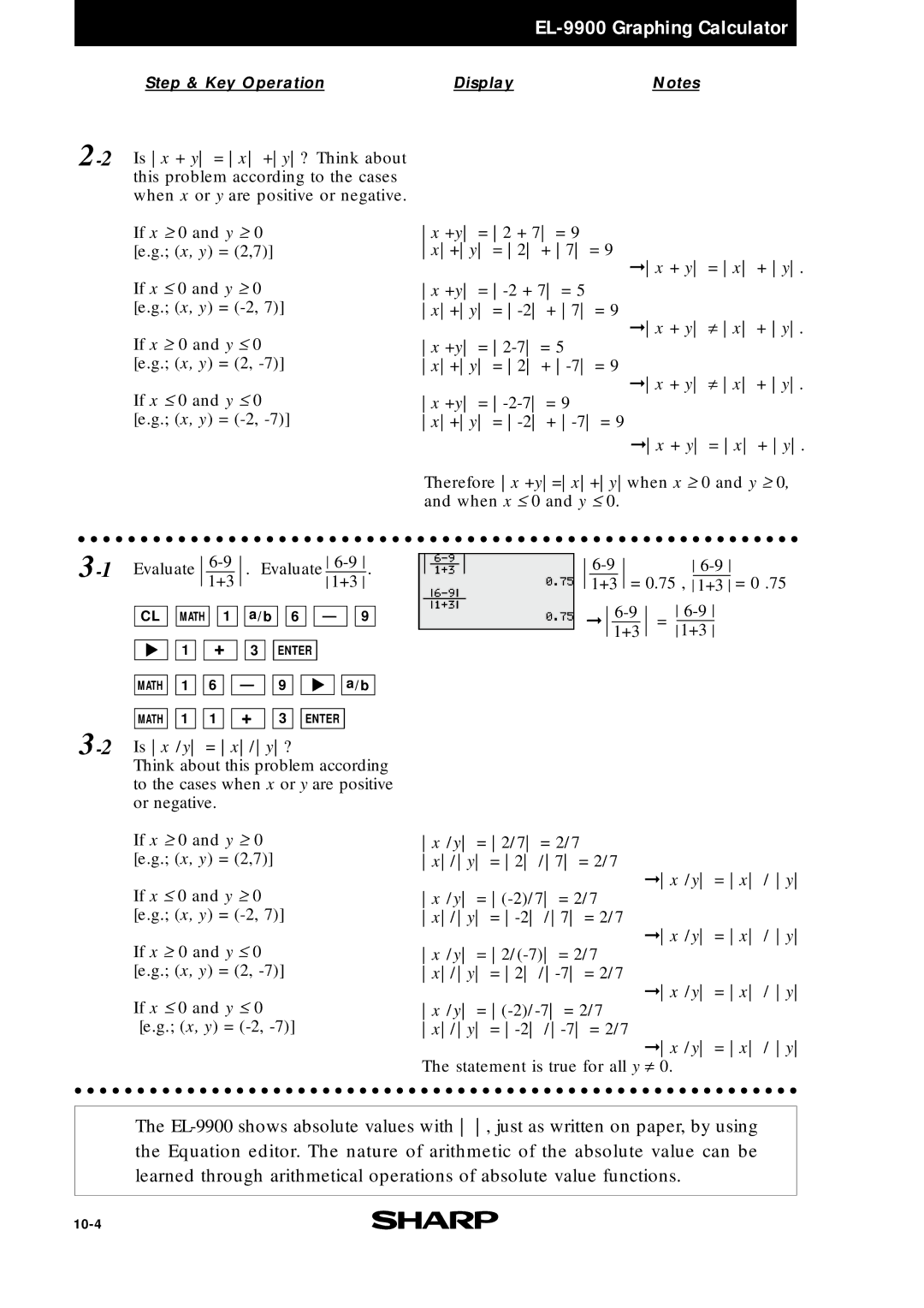 Sharp EL9900 manual Math 