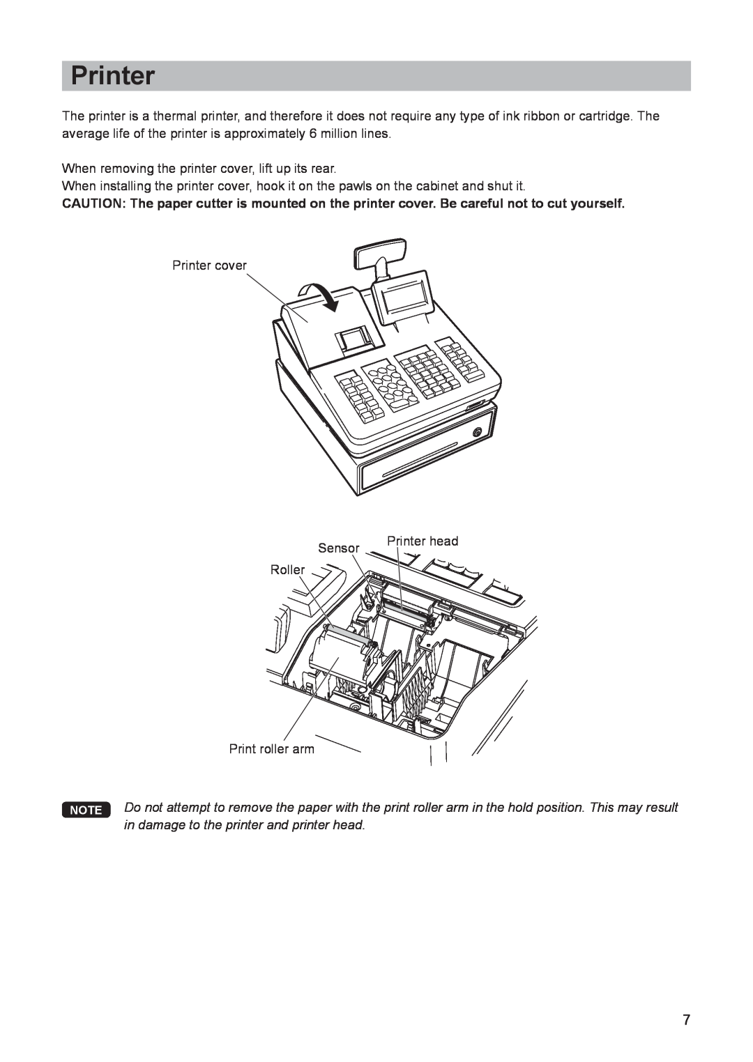 Sharp electonic cash register instruction manual Printer 
