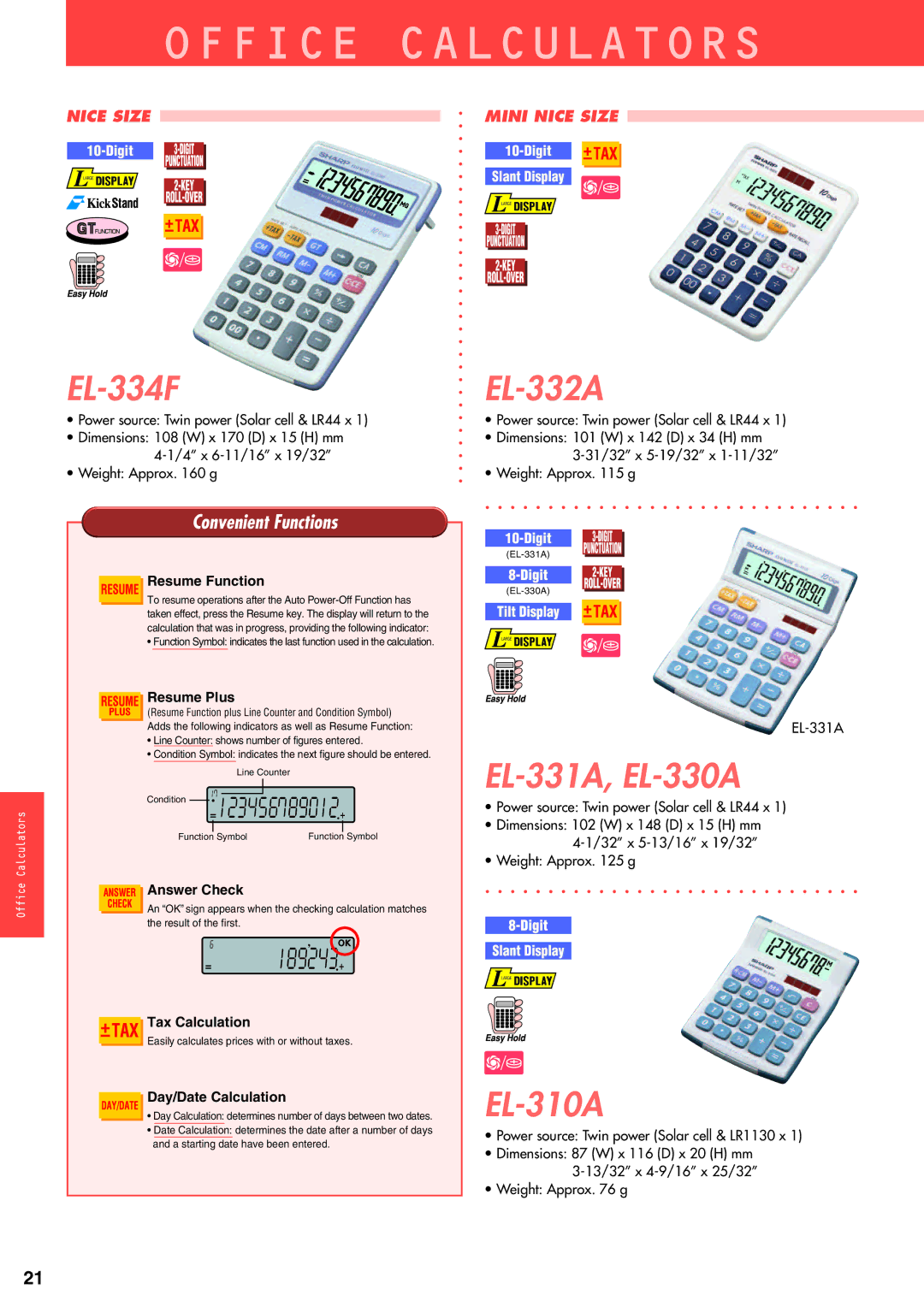 Sharp electronic calculator manual EL-334F EL-332A 