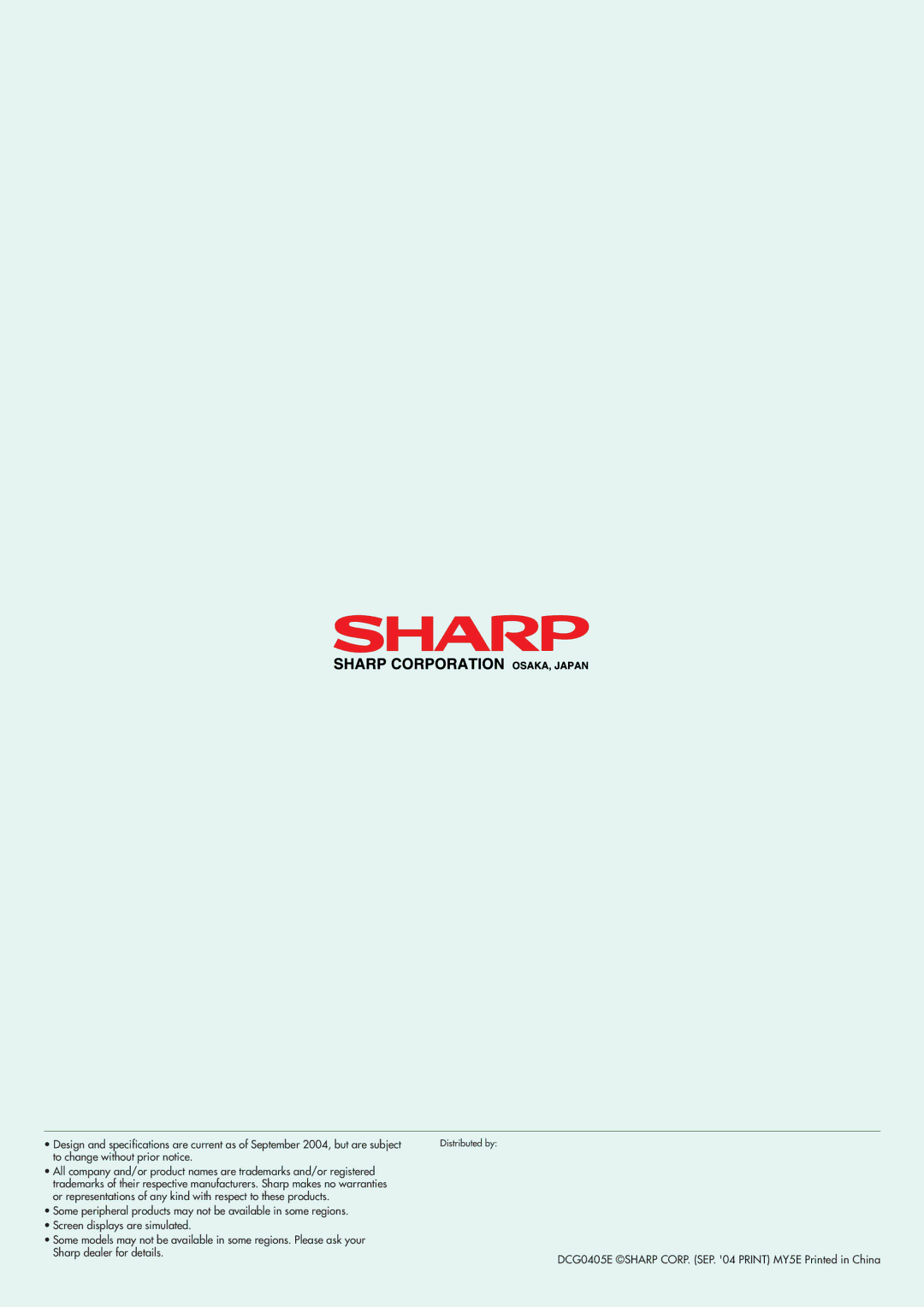 Sharp electronic calculator manual Distributed by 