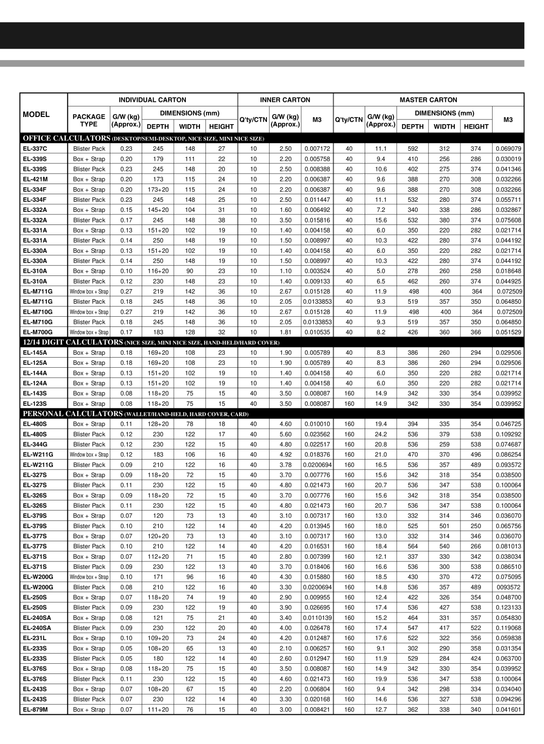 Sharp electronic calculator manual EL-339S 