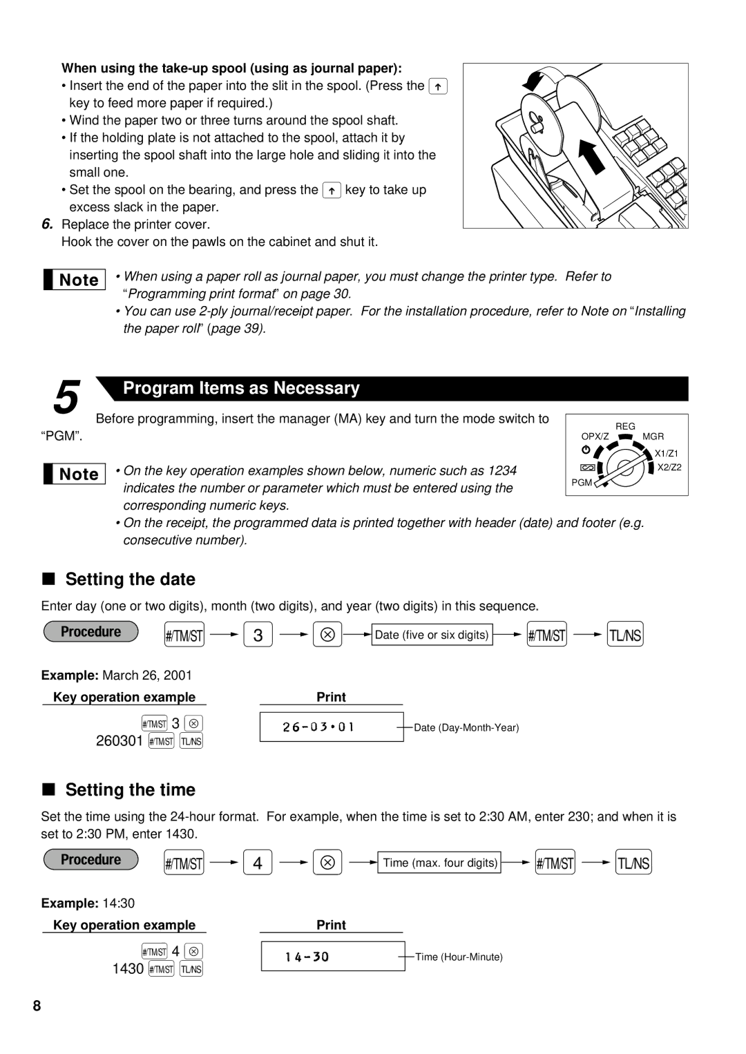 Sharp ER-A160, ER-A180 instruction manual Ñ3 ≈, Ñ4 ≈, Setting the date, Setting the time 