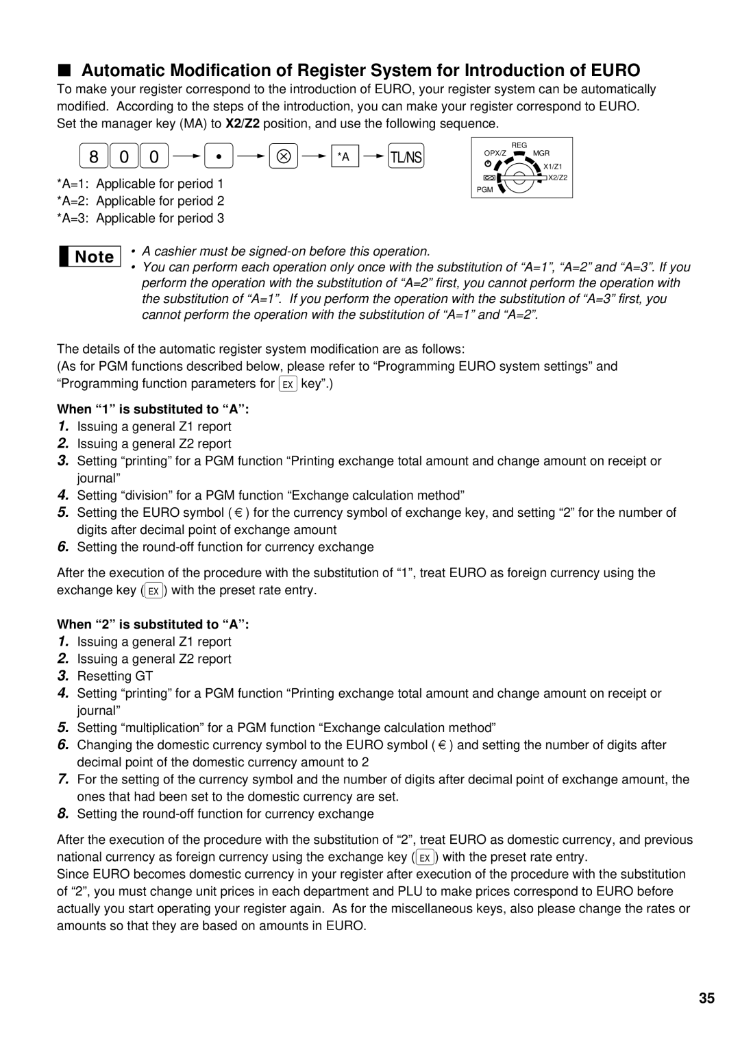 Sharp ER-A180, ER-A160 instruction manual When 1 is substituted to a, When 2 is substituted to a 