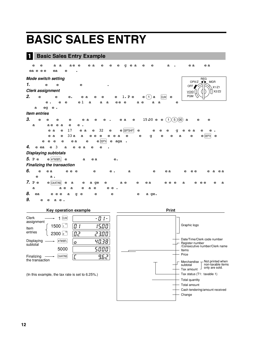 Sharp ER-A242 instruction manual Basic Sales Entry Example, 1500, 5000 