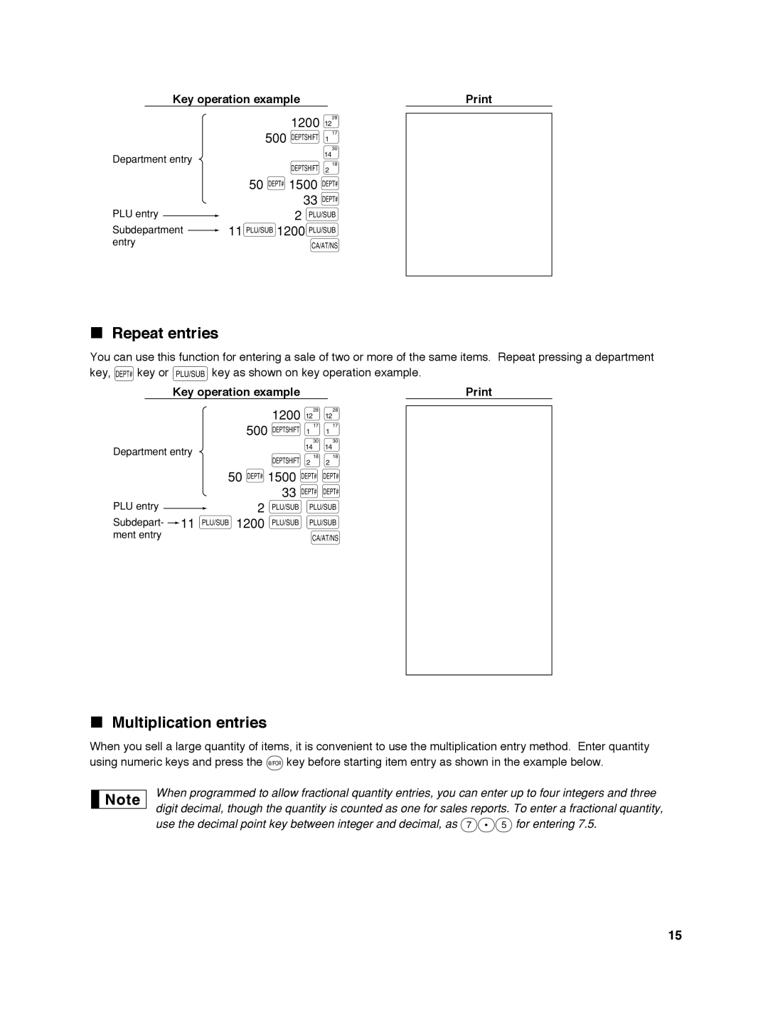 Sharp ER-A242 instruction manual Repeat entries, Multiplication entries 