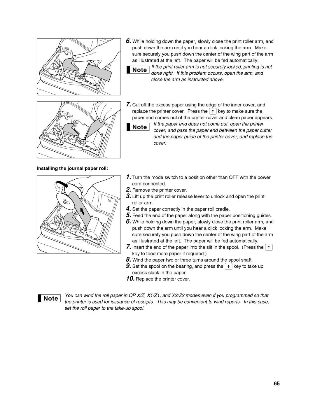 Sharp ER-A242 instruction manual Installing the journal paper roll 