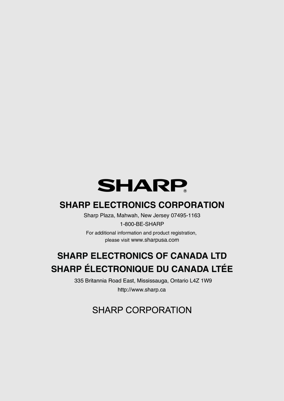 Sharp ER-A347 Sharp Plaza, Mahwah, New Jersey 1-800-BE-SHARP, For additional information and product registration 