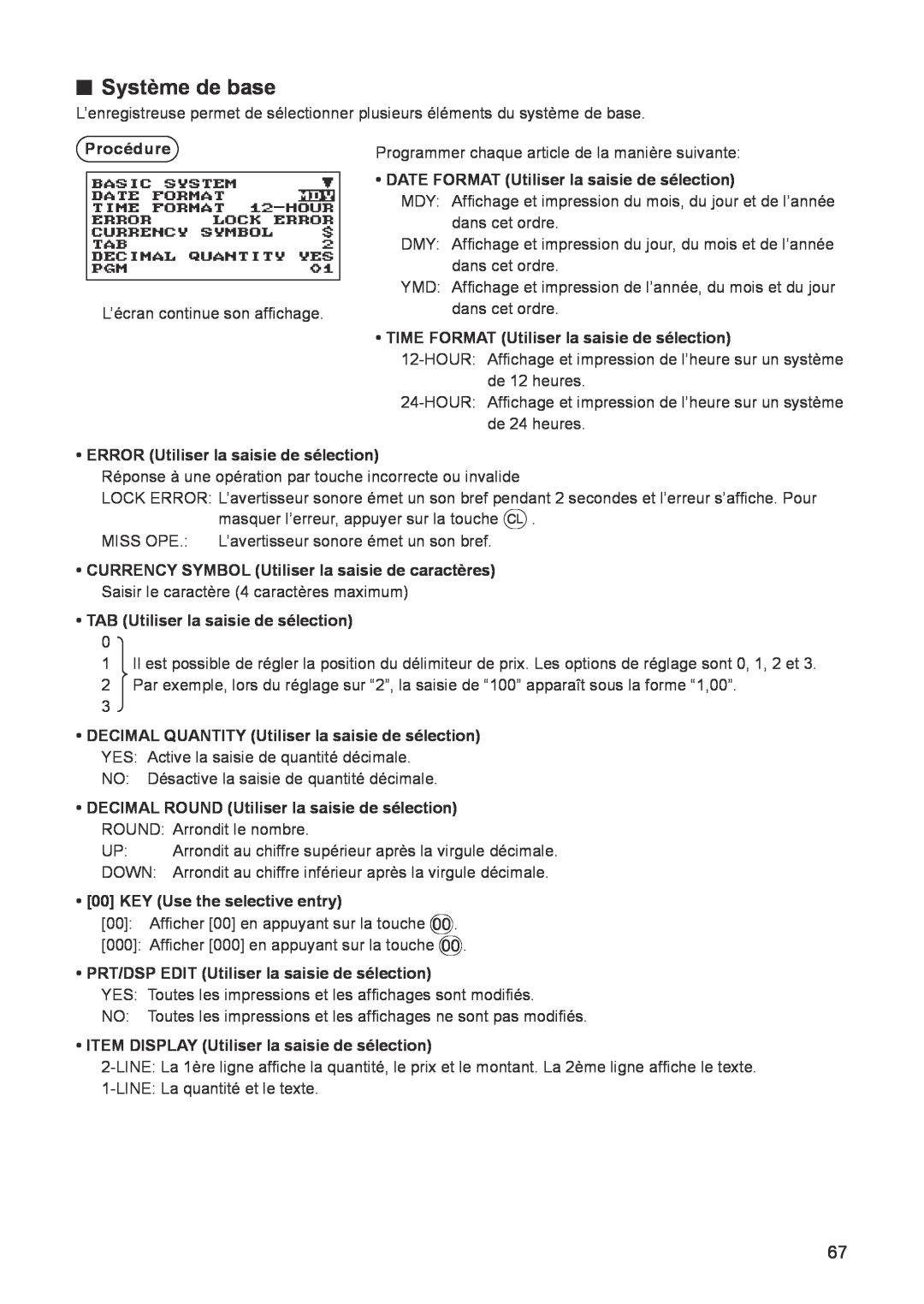 Sharp ER-A347A instruction manual Système de base 