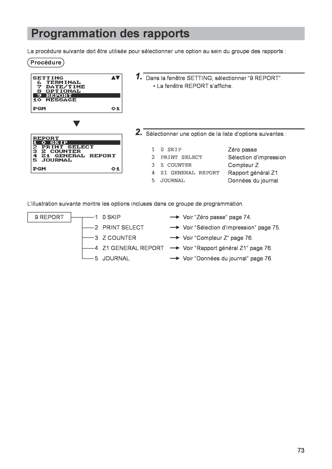 Sharp ER-A347A instruction manual Programmation des rapports, Procédure 