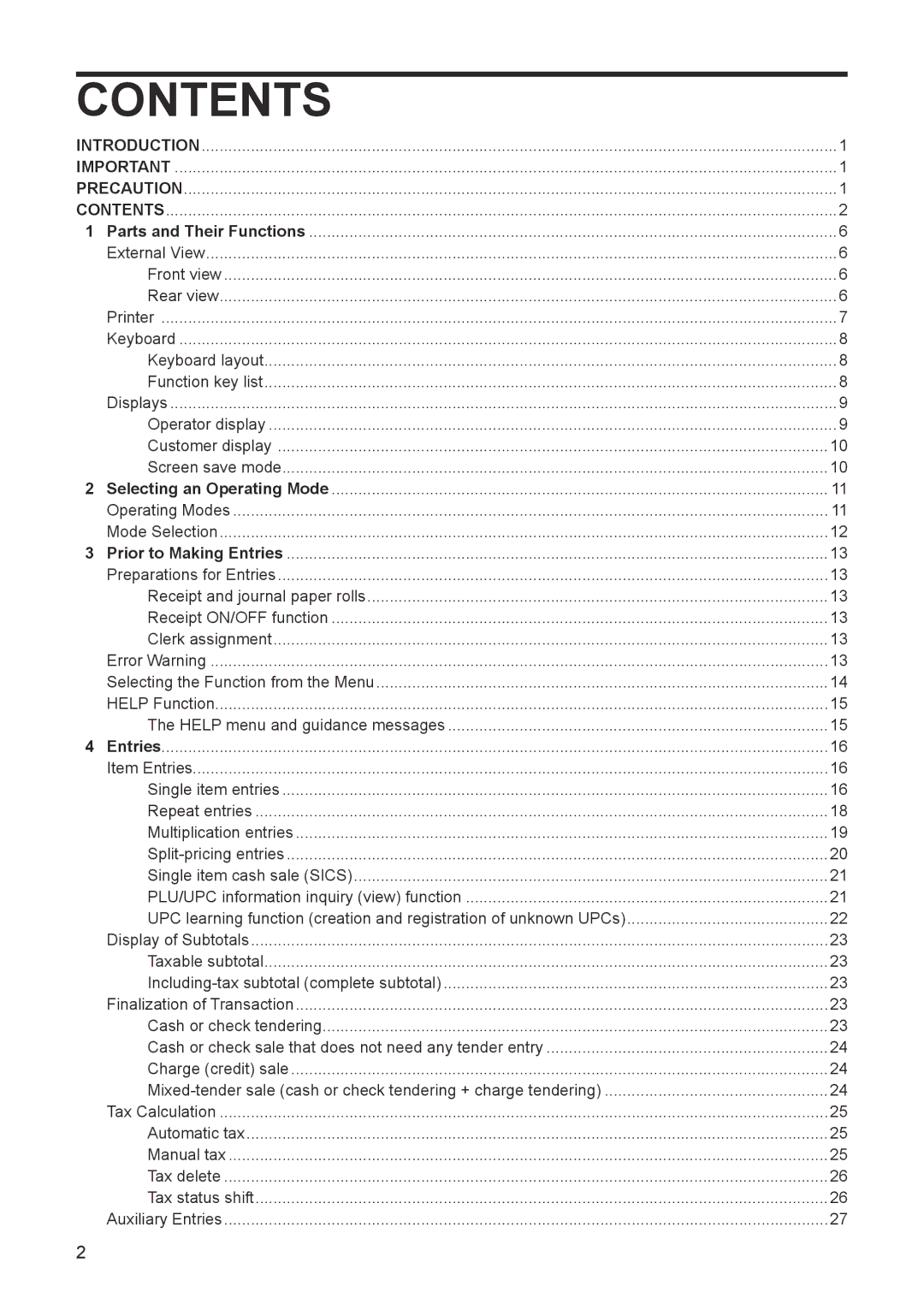 Sharp ER-A347A instruction manual Contents 