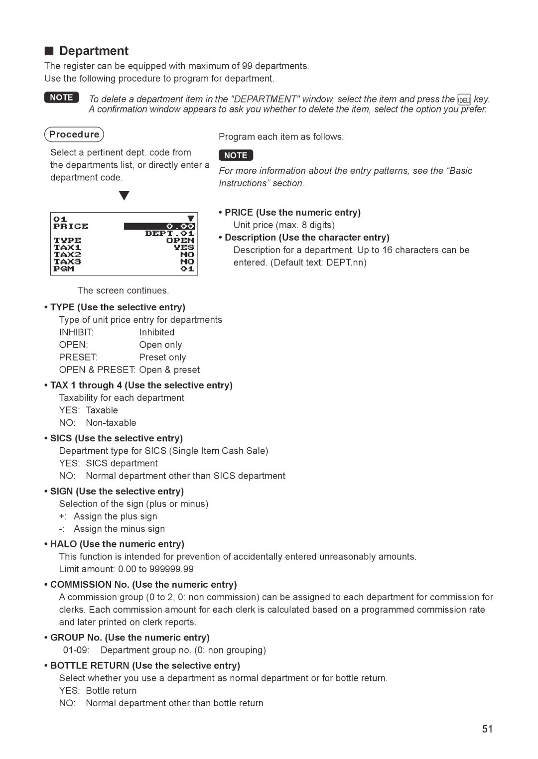 Sharp ER-A347A instruction manual Department 