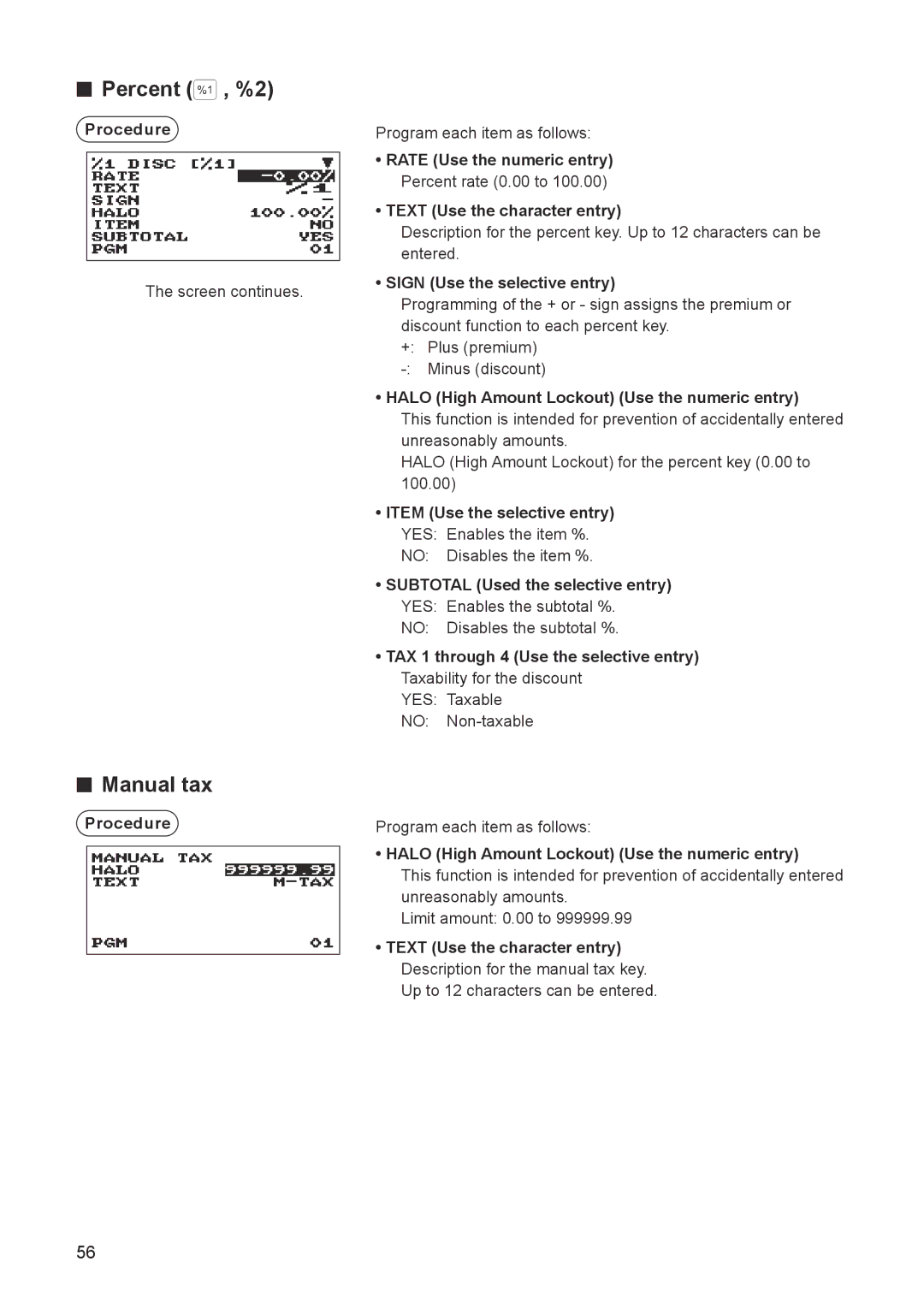 Sharp ER-A347A instruction manual Percent 0, %2, Manual tax 