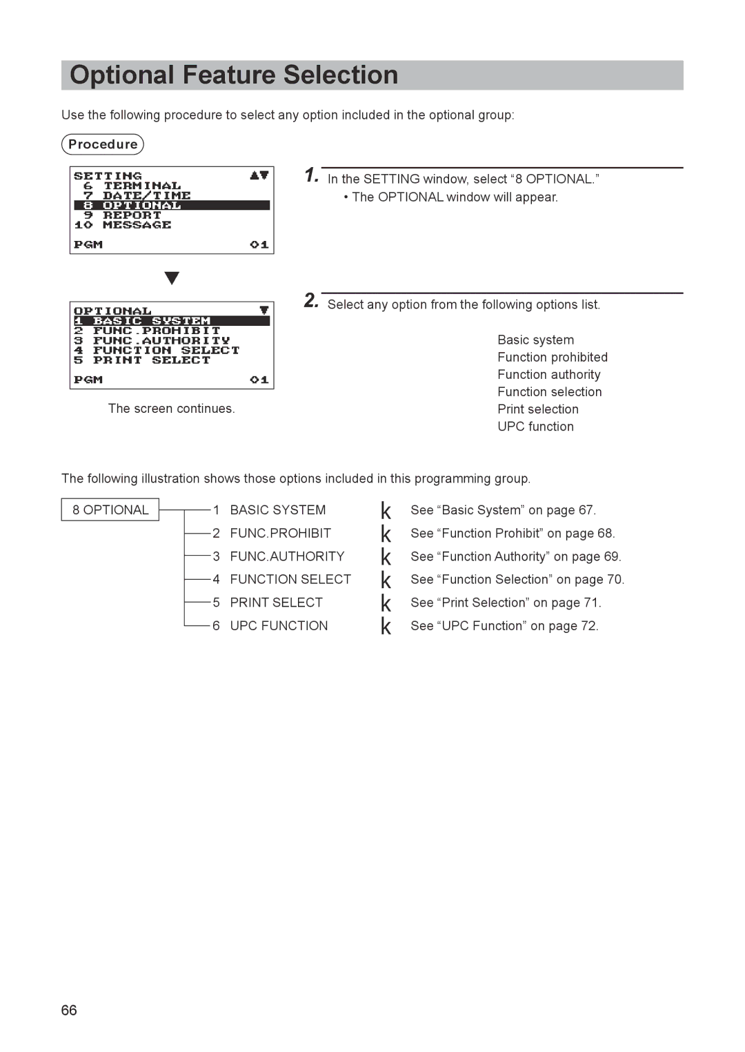 Sharp ER-A347A instruction manual Optional Feature Selection, UPC Function 