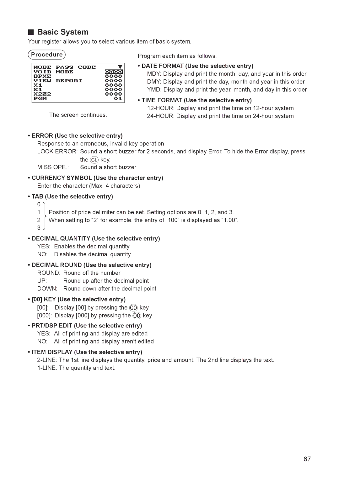 Sharp ER-A347A instruction manual Basic System 