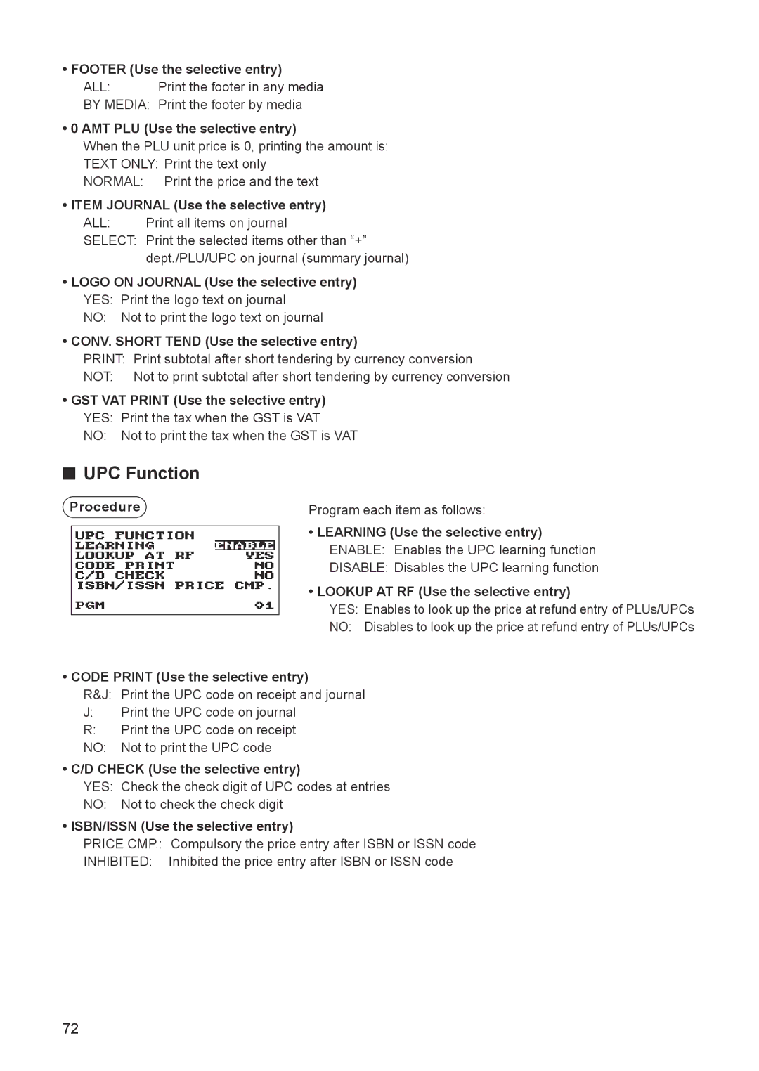 Sharp ER-A347A instruction manual UPC Function 