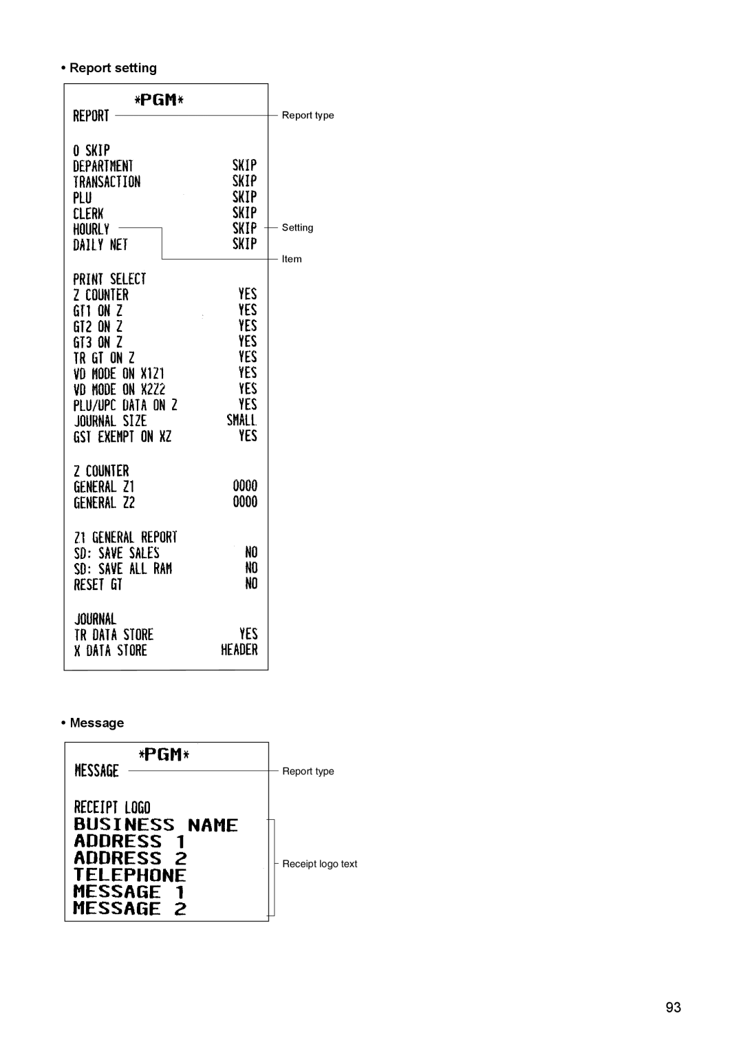 Sharp ER-A347A instruction manual Report setting, Message 