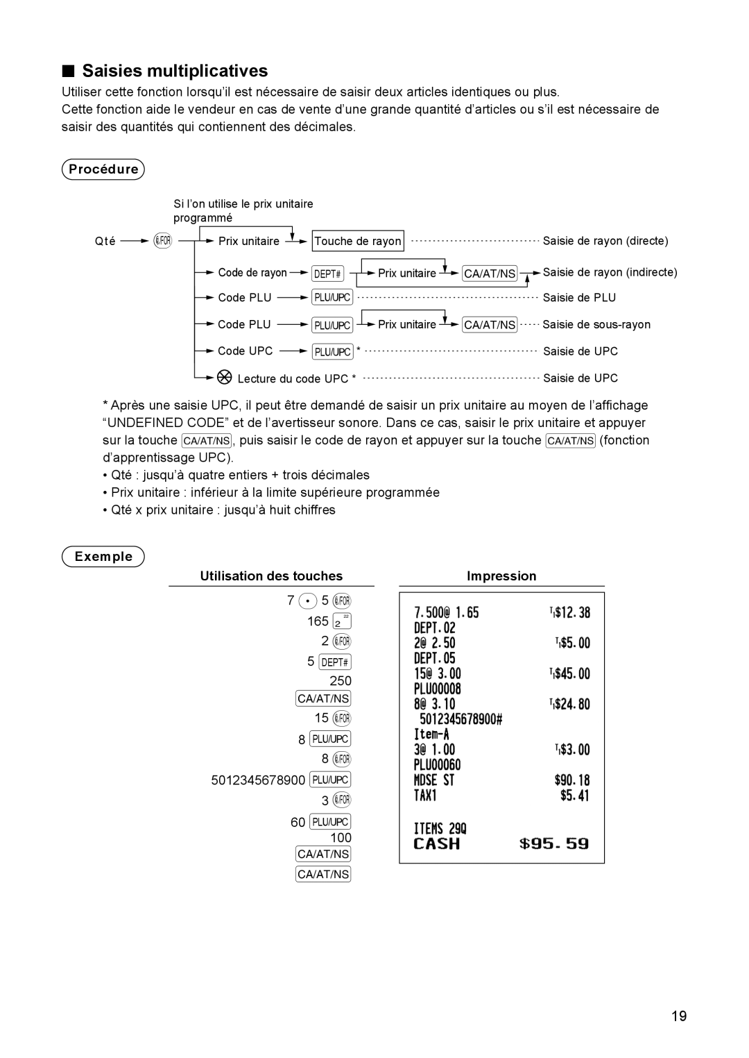 Sharp ER-A347A instruction manual 15 @, Saisies multiplicatives 