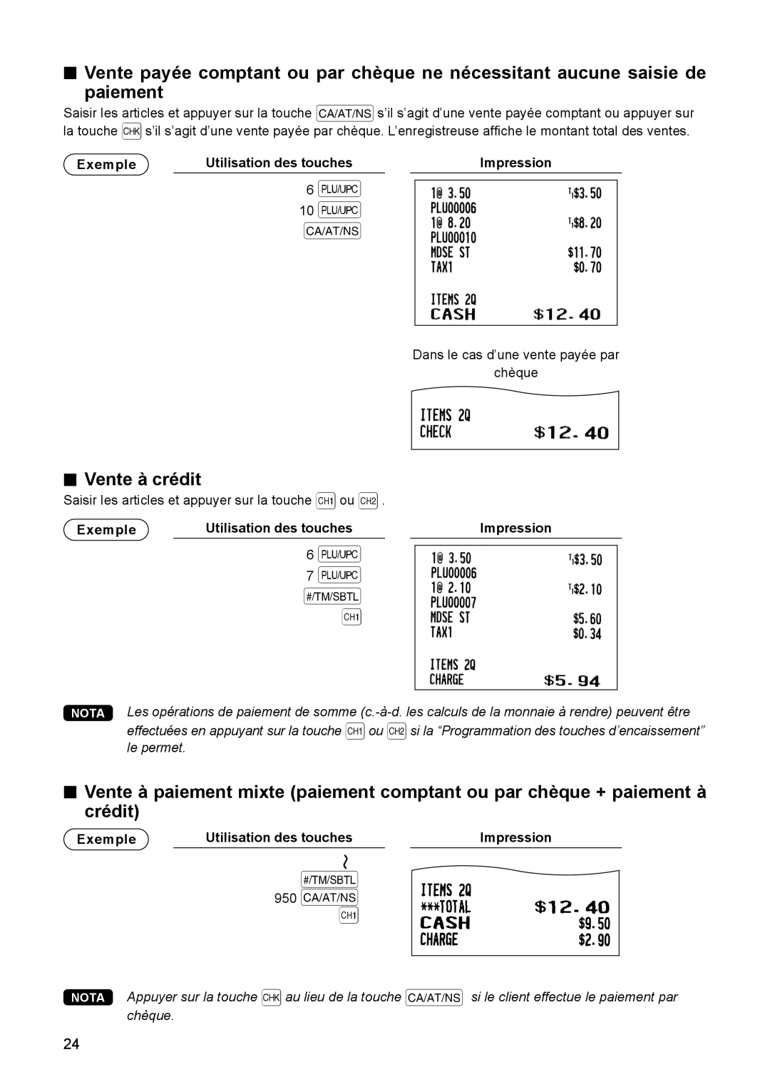 Sharp ER-A347A instruction manual Vente à crédit 