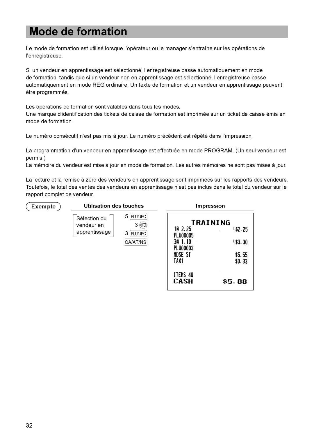 Sharp ER-A347A instruction manual Mode de formation 