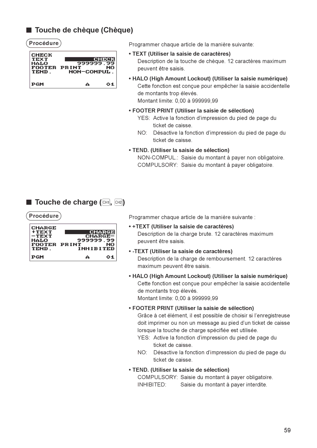 Sharp ER-A347A instruction manual Touche de chèque Chèque, Touche de charge X, Y, +TEXT Utiliser la saisie de caractères 