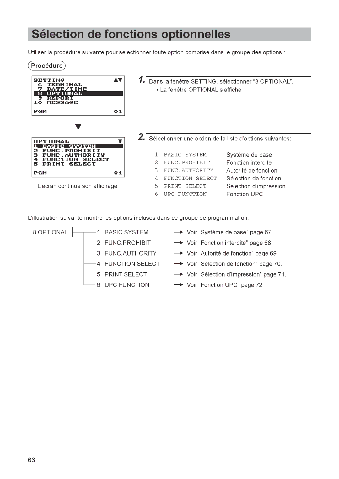 Sharp ER-A347A instruction manual Sélection de fonctions optionnelles, UPC Function 