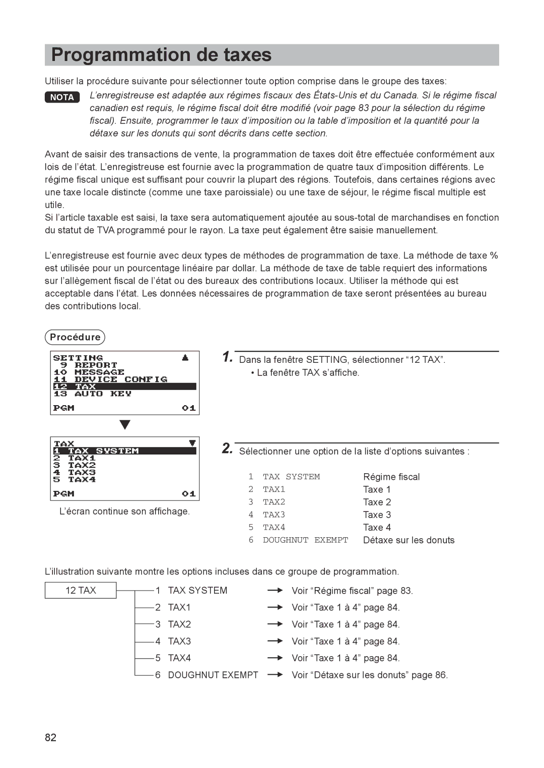 Sharp ER-A347A instruction manual Programmation de taxes, Détaxe sur les donuts qui sont décrits dans cette section 