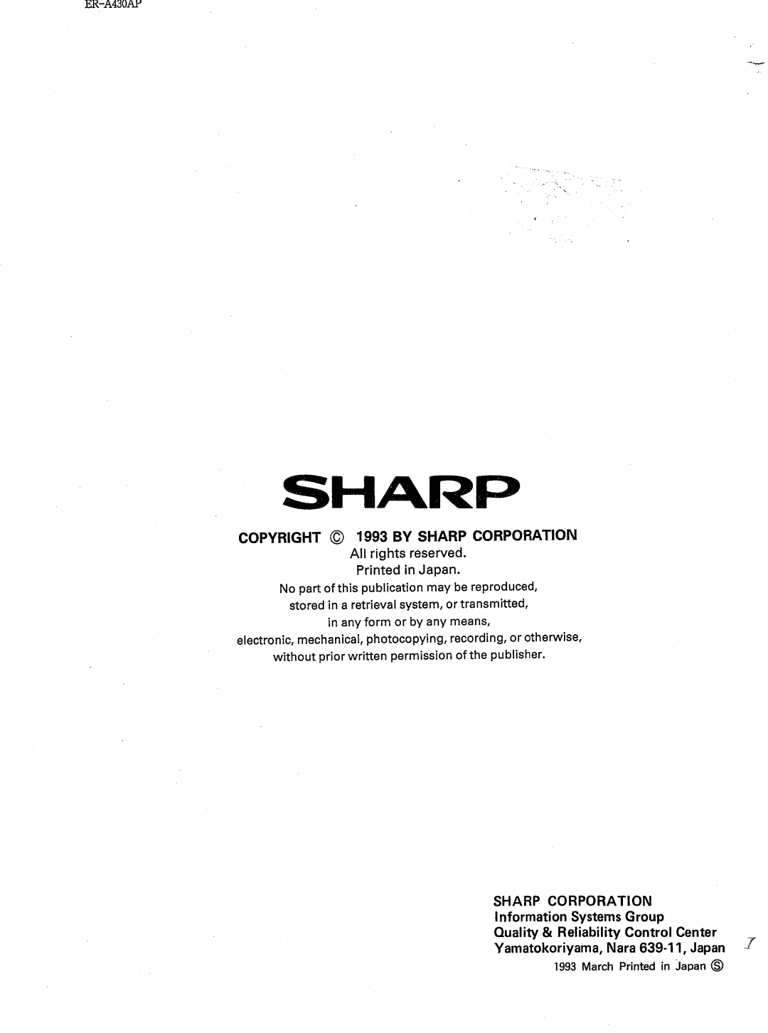 Sharp ER-A430 manual 